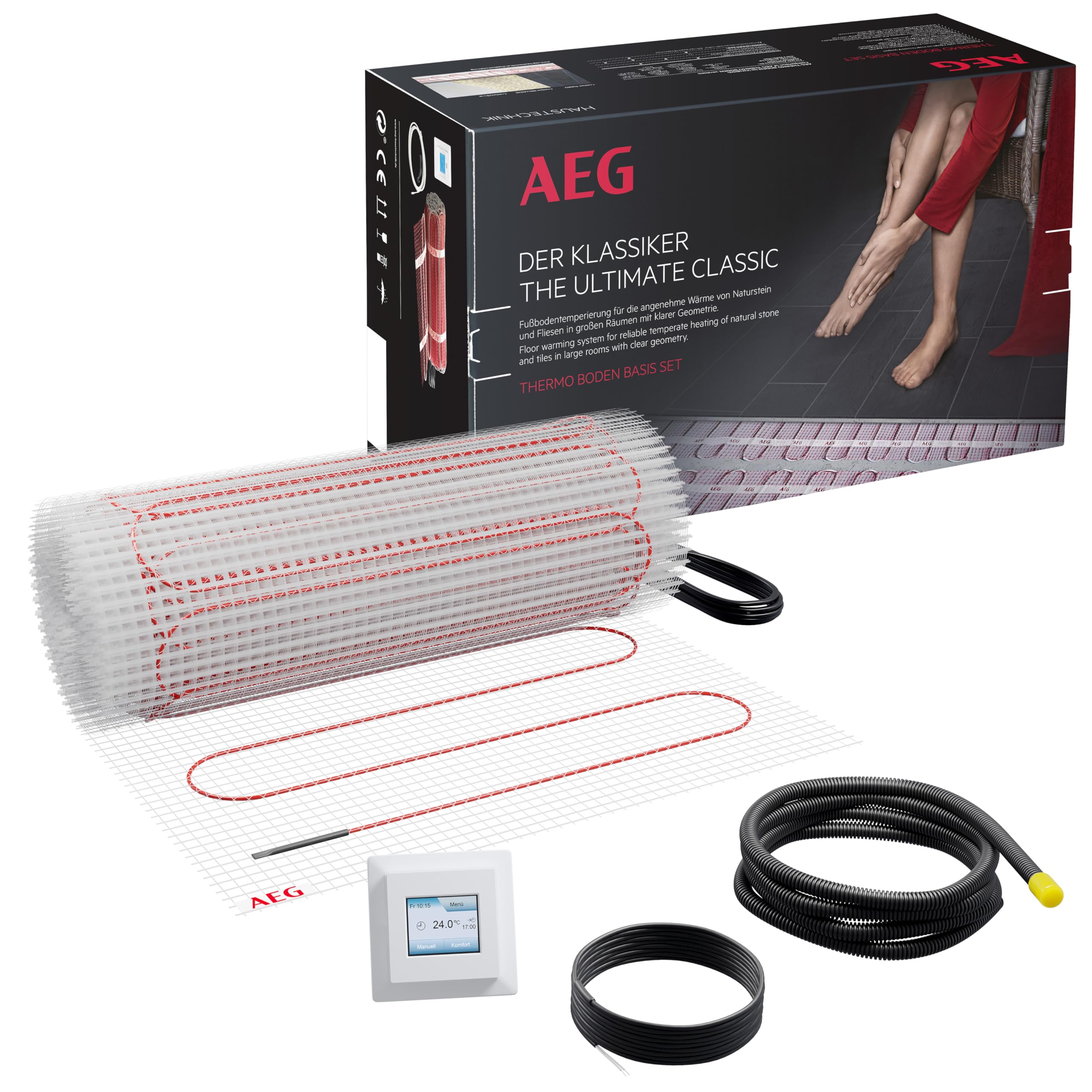 گرمایش از کف برقی AEG، مجموعه کامل ۶ متر مربع، ۱۶۰ وات بر متر مربع، مجموعه کامل Basis Thermo Boden TBS TB 160/6 Set Plus، مدل ۲۰۵۸۰۶، ۶ متر مربع، ۱۶۰ وات بر متر مربع