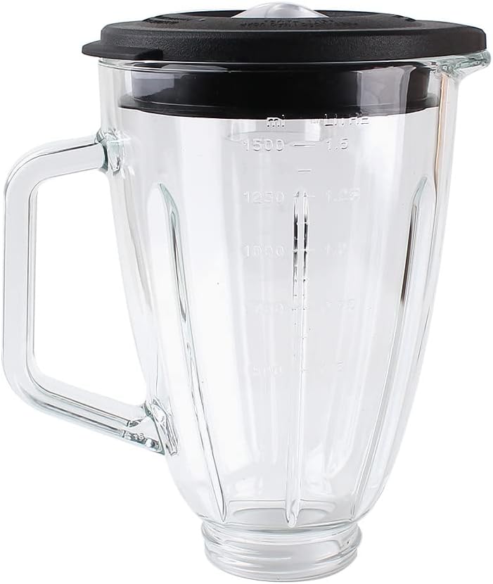 پارچ مخلوط کن شیشه ای همیلتون لوازم یدکی Veterger با درب سازگار با مخلوط کن های ساحلی Hamilton (6 فنجان) 6 فنجان
