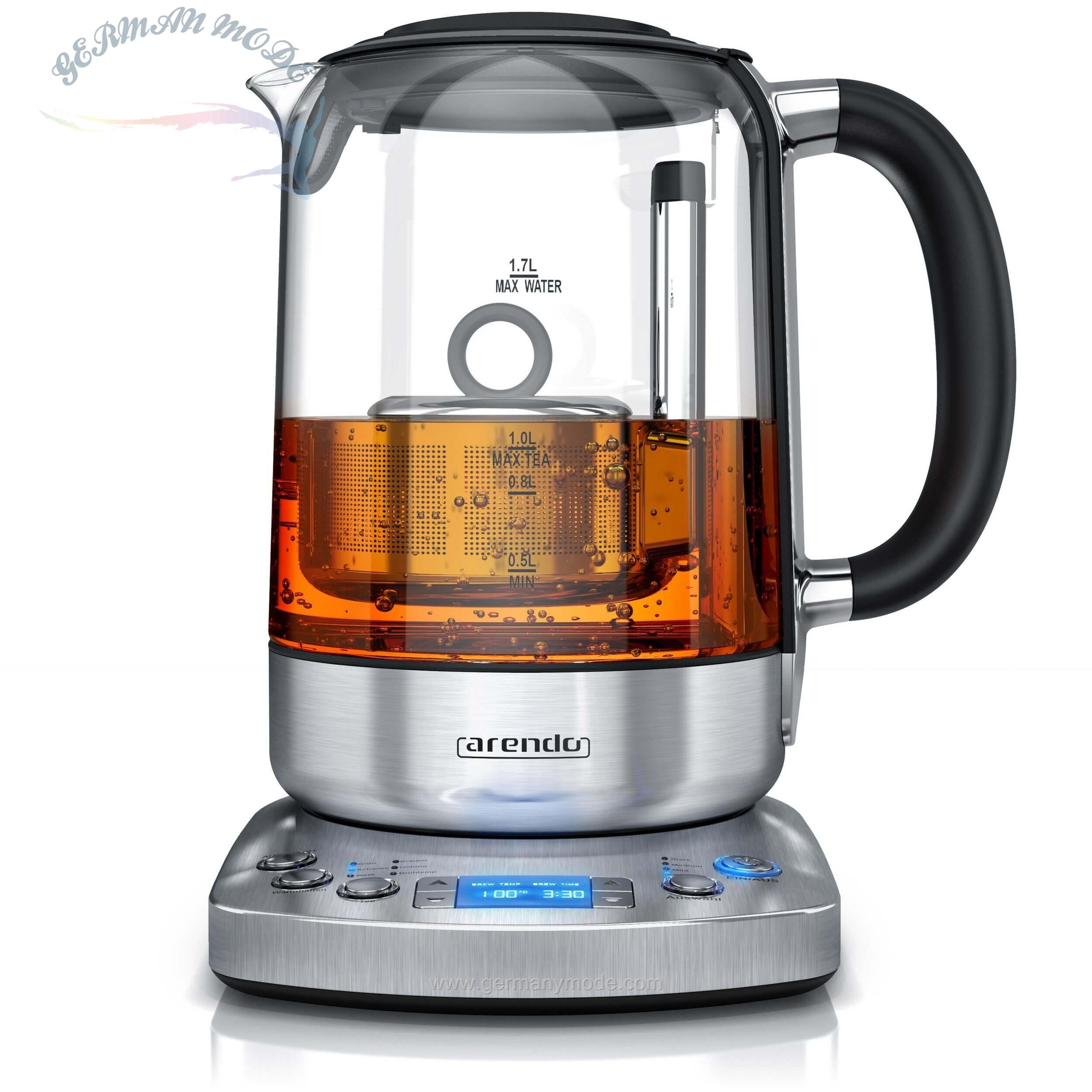 چایی ساز و دمنوش آرندو آلمان Arendo Wasser-Teekocher- 2200 W-mit Auto-Lift-Funktion Leva - 1-7 Liter