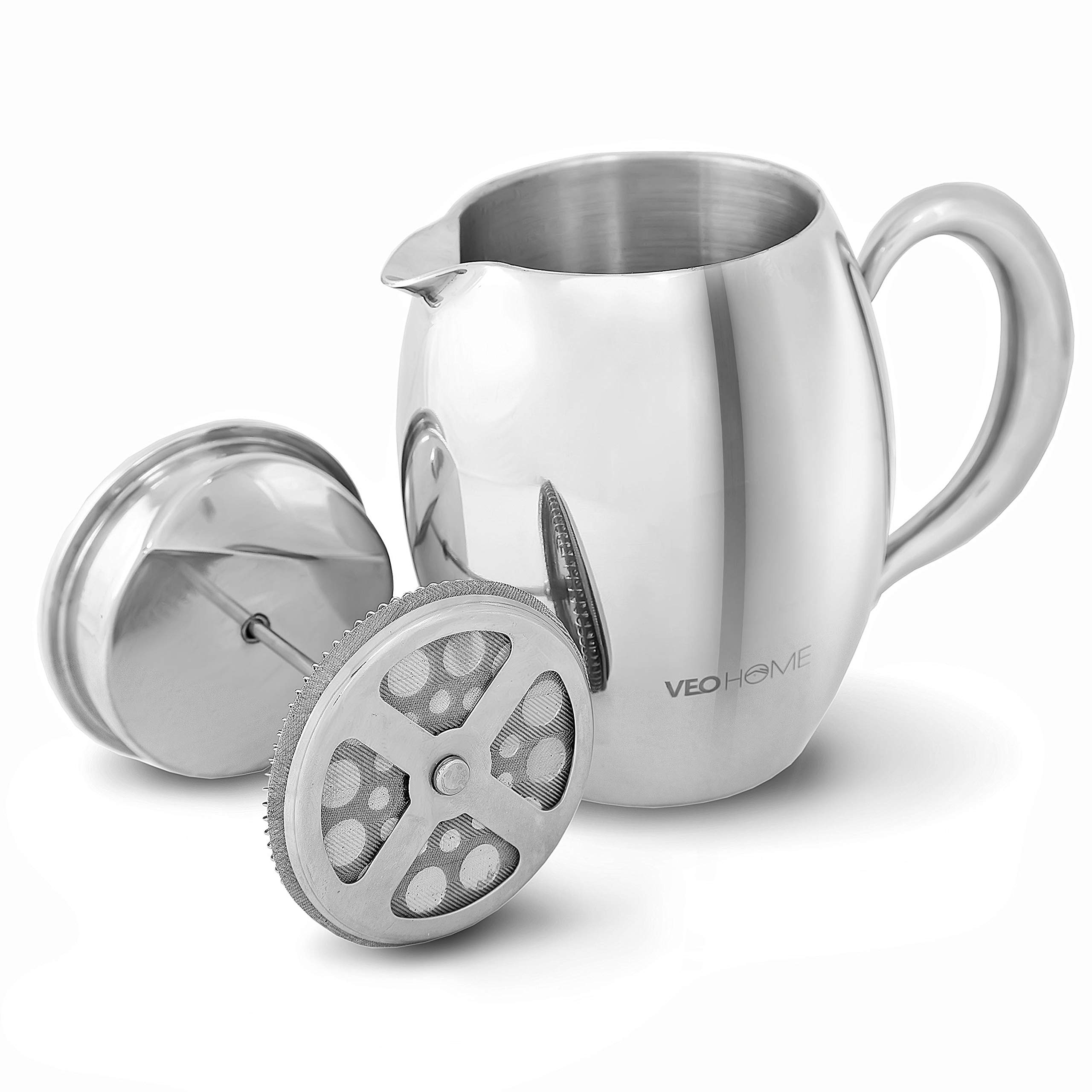 قهوه ساز چای ساز فرنچ پرس VeoHome French Press نشکن و قهوه شما را برای مدت طولانی گرم نگه می دارد به دلیل آستین دوبل (0.75 لیتر)