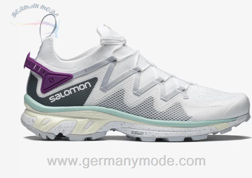 کتانی اسپرت مردانه زنانه سالامون فرانسه SALOMON XT-RUSH Sportliche Schuhe Unisex White / Pearl Blue / Yucca