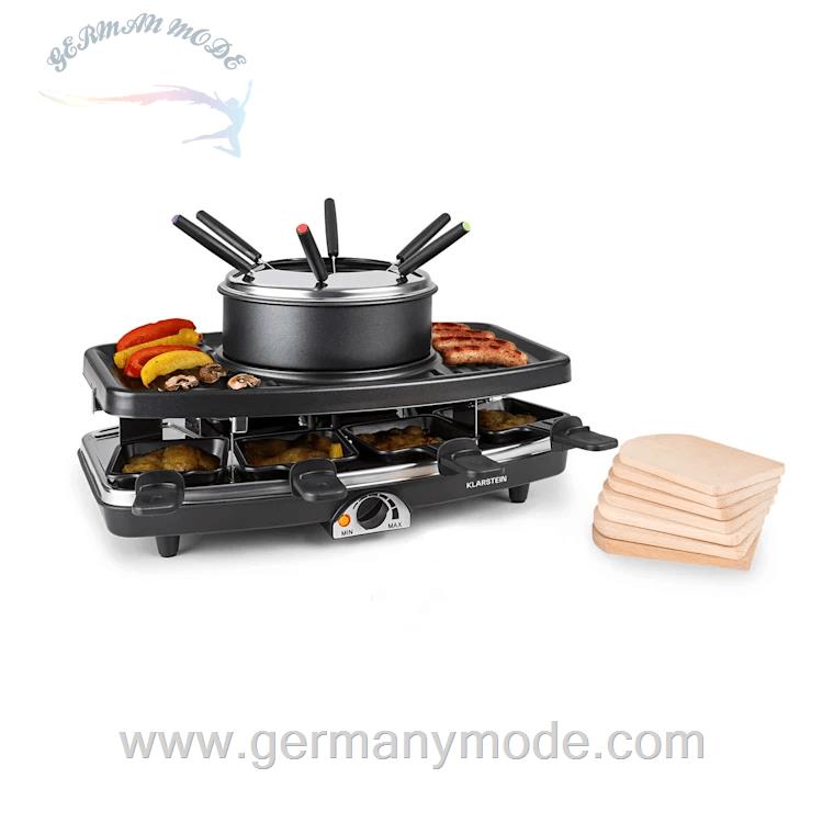 فوندو ساز کلارشتاین آلمان Klarstein Entrecôte 2-in-1 Raclette-Grill Fondue Raclettegrill Schwarz 1100 watt