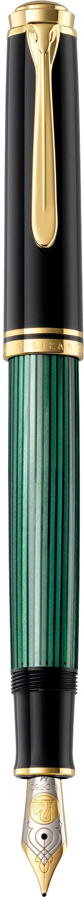 خرید از آمازون - Pelikan Füllhalter Souverän 800, Schwarz-Grün, Feder M (mittel), hochwertiger Kolbenfüller im Geschenk-Etui, 995712