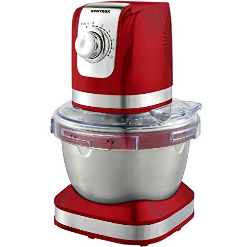 خرید از آمازون - میکسر دستگاه غذاساز Syntrox آلمان KM-600W ظرف استیل 4 لیتری قرمز
