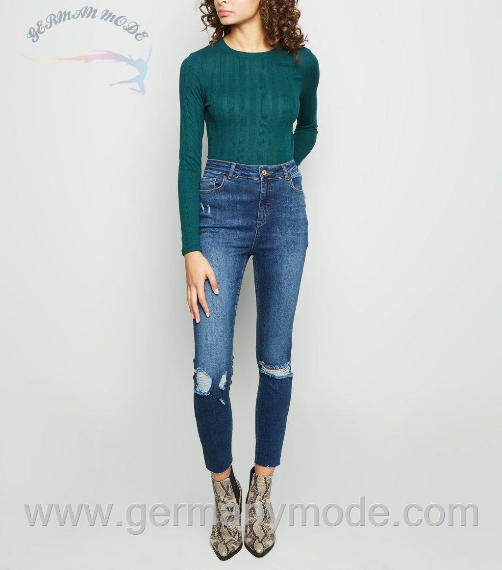 شلوار جین زنانه نیولوک (انگلستان) Tall Blaue zerrissene Skinny Jeans