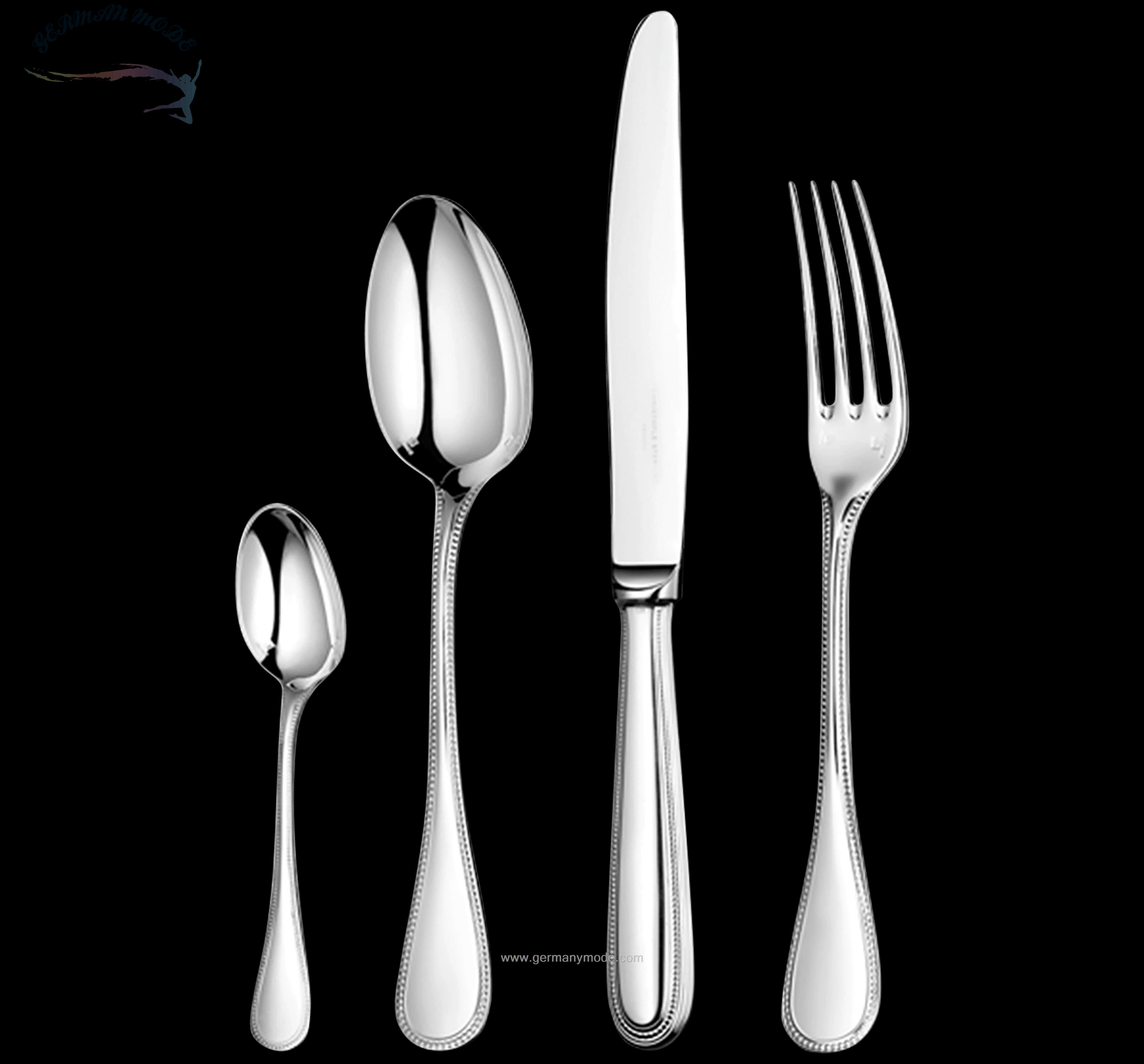 سرویس قاشق چنگال 36 پارچه با روکش نقره کریستوفل فرانسه CHRISTOFLE 36-Piece Sterling Silver Flatware Set with Free Chest