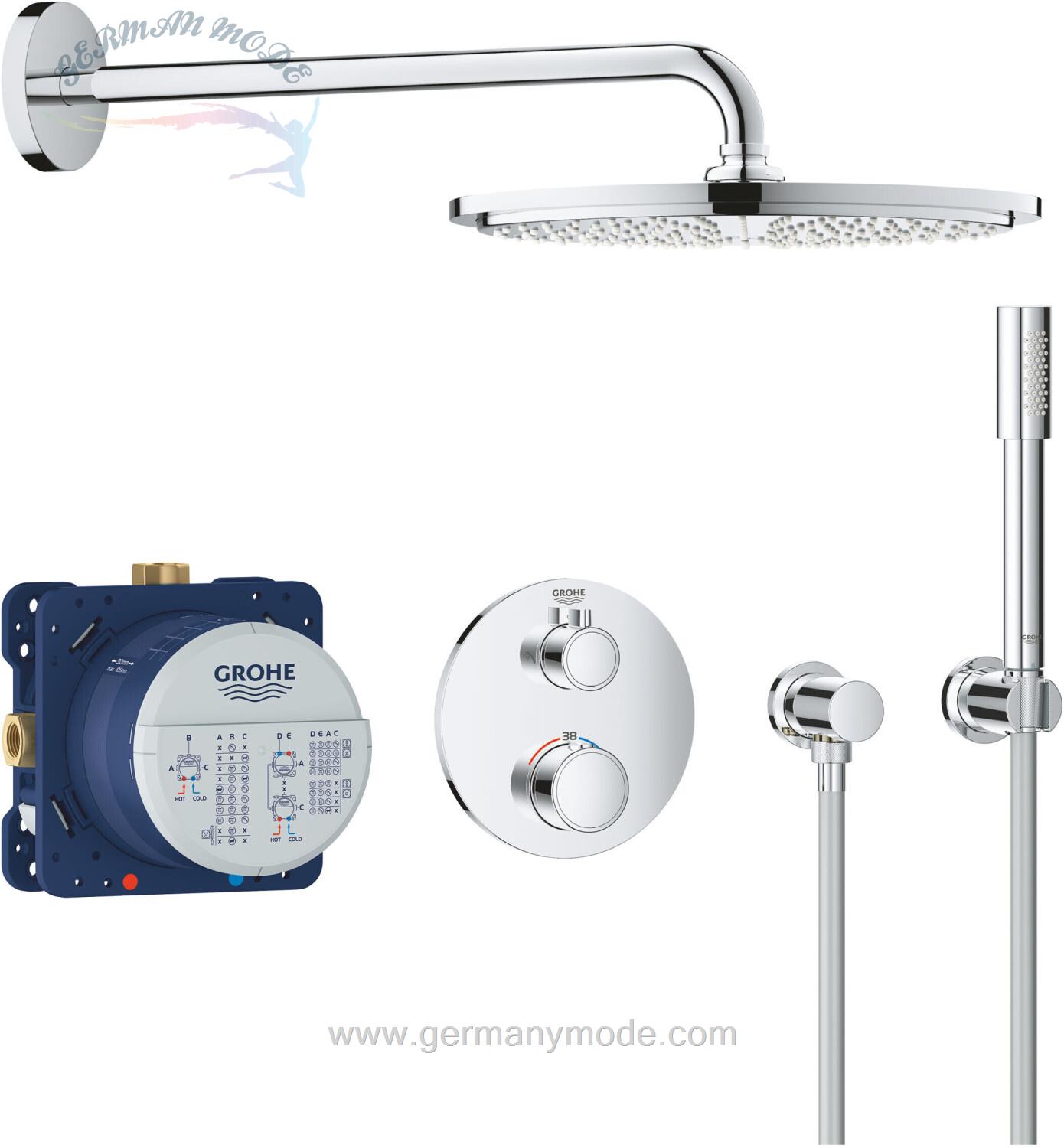 ست شیرآلات دوش حمام توکار گروهه آلمان GROHE Grohtherm mit Rainshower Cosmopolitan 310 Design rund Chrom 34731000