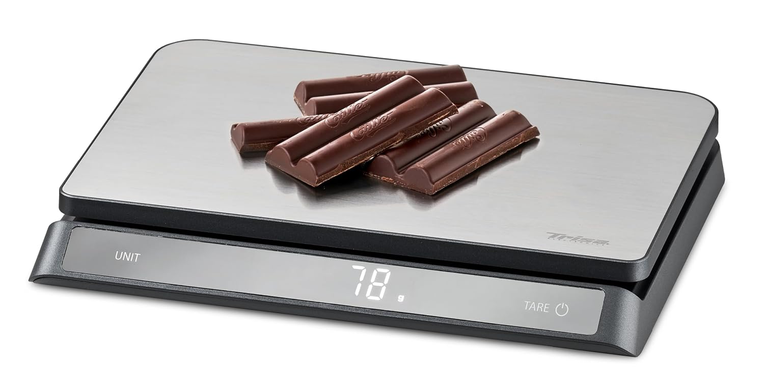 ترازو آشپزخانه دیجیتال تریزا سوئیس Trisa Digital Kitchen Scales 1 g Accurate دقت 1 گرم تا 15 کیلوگرم، قابلیت وزن کشی و نگهداری، صفحه نمایش LCD، ۴ واحد وزنی