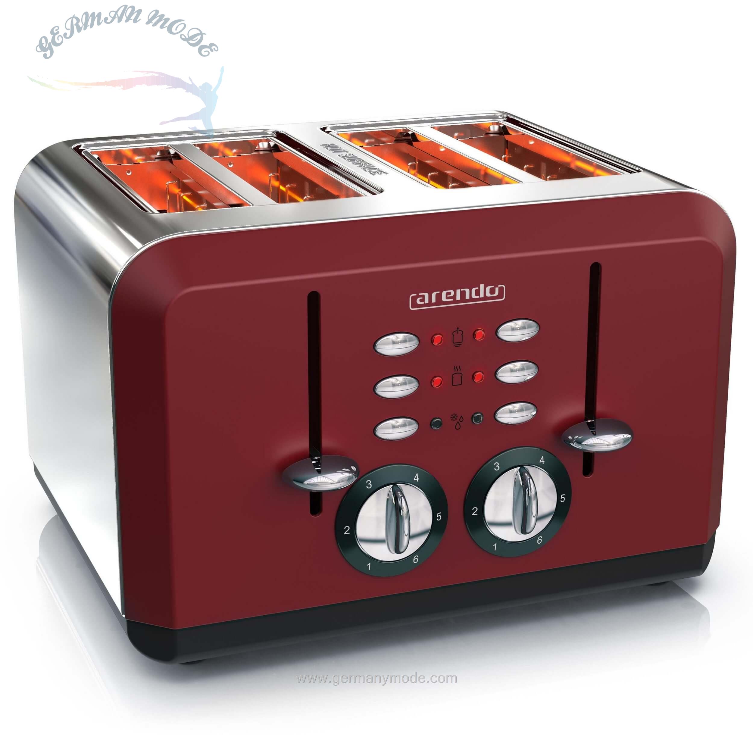 توستر آرندو آلمان Arendo Toaster- 4 kurze Schlitze- für 4 Scheiben- 1630 W- Automatik