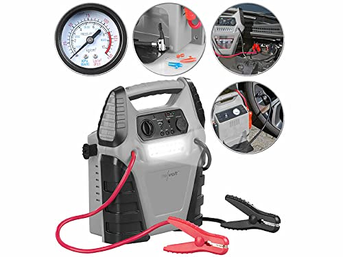 خرید از آمازون - پاوربانک revolt car starter: پاوربانک جامپ استارتر 5 در 1، کمپرسور، USB، 12 ولت، 20 Ah، 1000A، 150 psi (جهش استارت ماشین با کمپرسور، پاوربانک جامپ استارتر ماشین، استارت شارژر باتری)