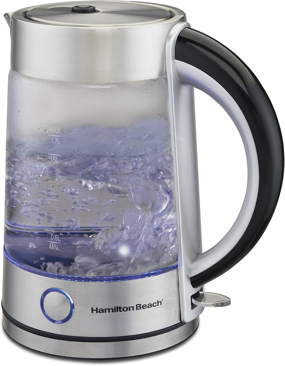 کتری برقی شیشه ای مدرن همیلتون بیچ آمریکا Hamilton Beach modernes Glas Wasserkocher, 1,7 Katzenstreu (40867)