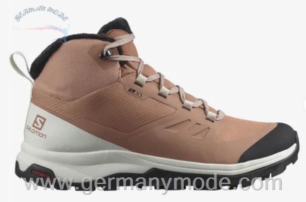 کتانی پوتین ضد آب زنانه سالامون فرانسه SALOMON OUTSNAP CLIMASALOMON WATERPROOF Winterschuhe Damen Mocha Mousse Vanilla Ice Black