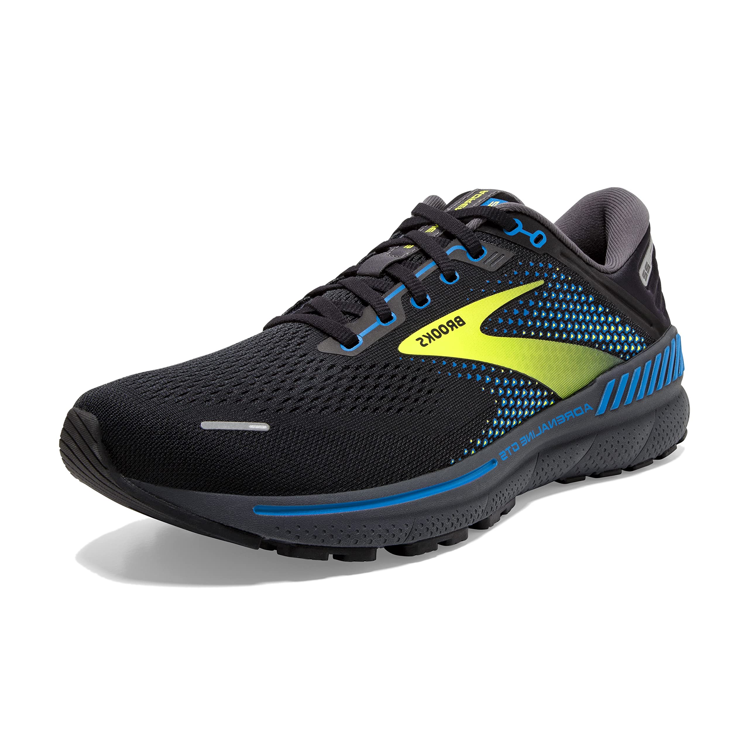 خرید از آمازون - Brooks Adrenaline GTS 22 - کفش دویدن جاده مردانه - عرض متوسط - گشت و گذار در وب/آبی/سبز ایرلندی 45 EU Black Blue Nightlife