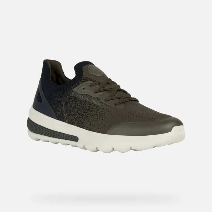 کتانی مردانه جی اوکس ایتالیا GEOX NIEDRIGE SNEAKERS Spherica Actif Herr Militärgrün/Schwarz