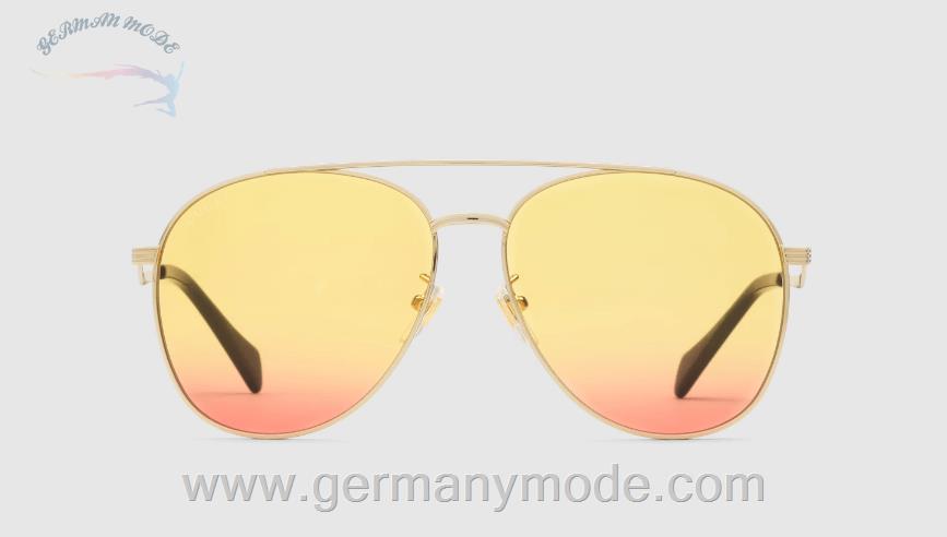 عینک آفتابی زنانه گوچی ایتالیا GUCCI Sonnenbrille mit Rahmen im Pilotenstil 663754 I3330 8072