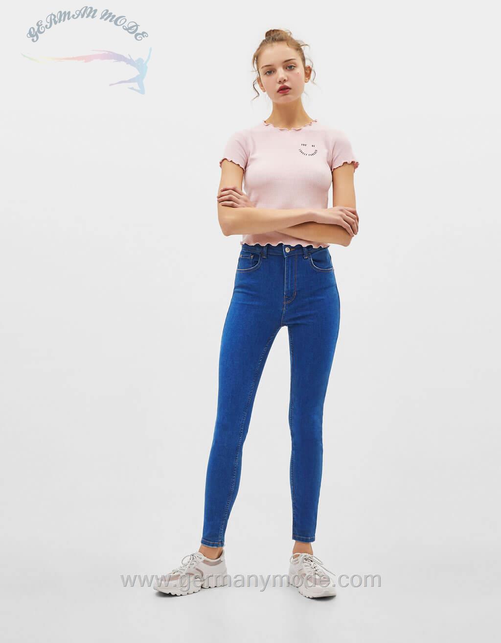 شلوار جین زنانه برشکا اسپانیا Skinny-Jeans mit hohem Bund