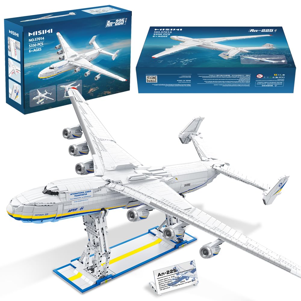 خرید از آمازون - MISINI 57014 Technology 1/84 Antonov An-225 Mriya بست بلوک های ساختمانی، 5350 عدد هواپیمای بزرگ حمل و نقل نظامی مدل هواپیمای کلکسیونر، ست هواپیما برای بزرگسالان