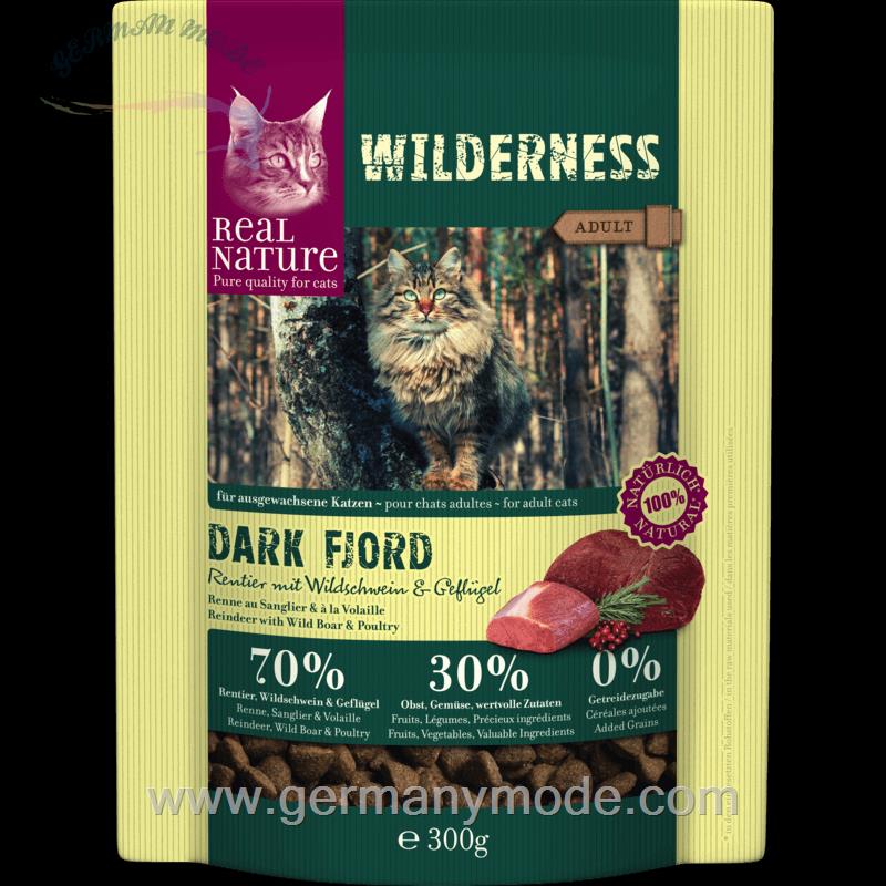 غذا خشک گربه طعم گوزن شمالی رئال نیچا آلمان REAL NATURE WILDERNESS Dark Fjord Adult Rentier mit Wildschwein - Geflügel 300g