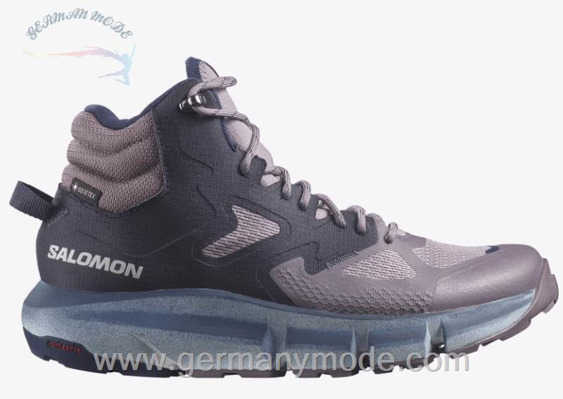 کتانی هایکینگ کوهنوردی ضد آب زنانه سالامون فرانسه SALOMON PREDICT HIKE MID GORE TEX Hikingschuhe Damen Quail Night Sky Astral Aura