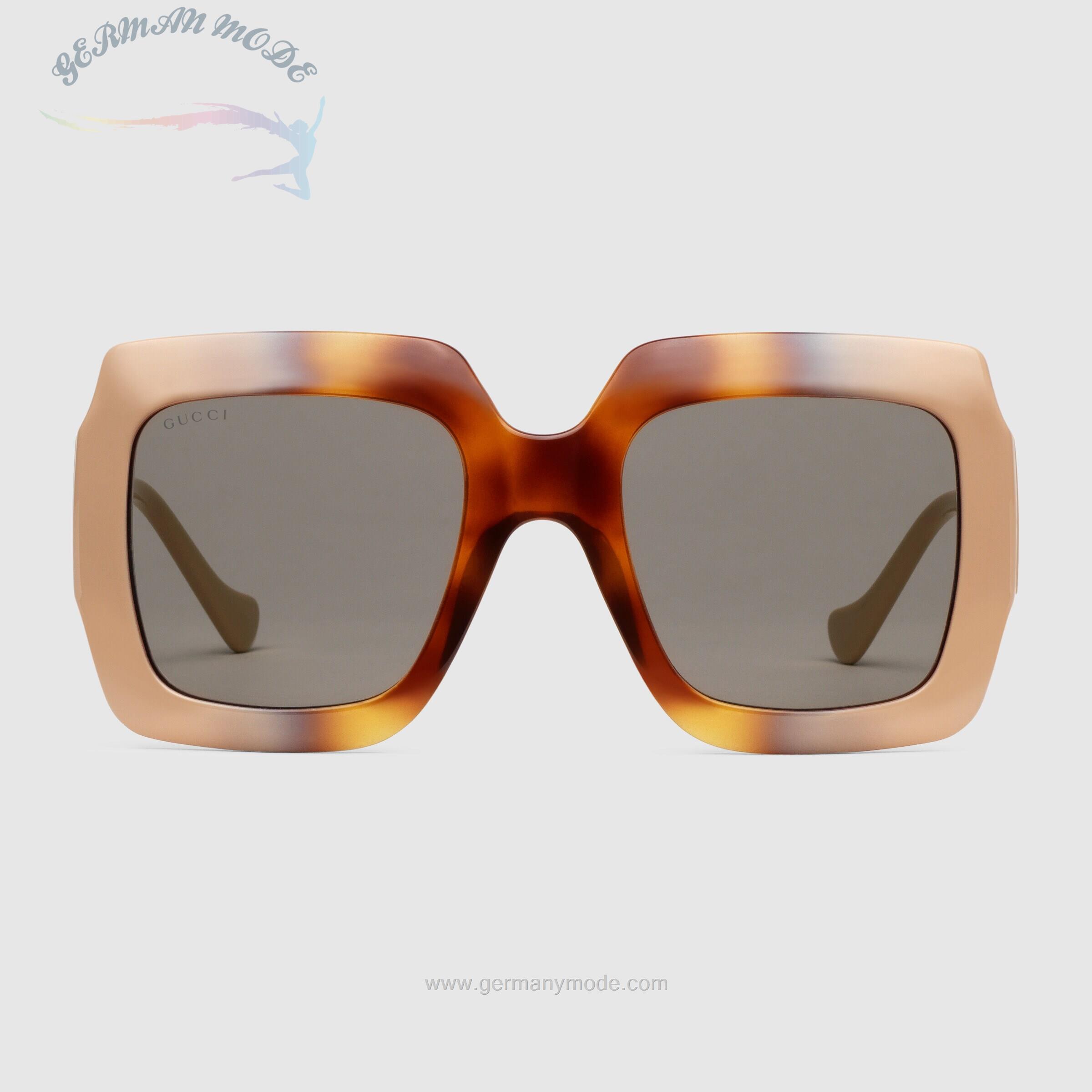 عینک آفتابی زنانه گوچی ایتالیا GUCCI Rechteckige Sonnenbrille mit Kette