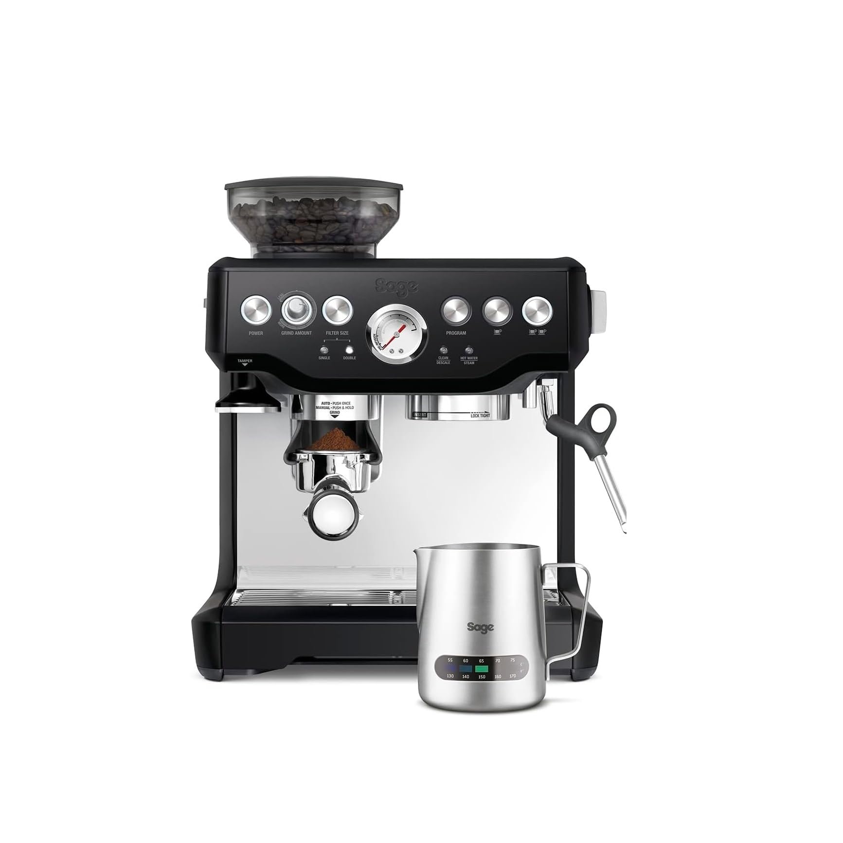 خرید از آمازون - Sage دستگاه اسپرسو اکسپرس Barista را با کف کننده شیر، دستگاه پورتافیلتر، SES875BTR، ترافل سیاه