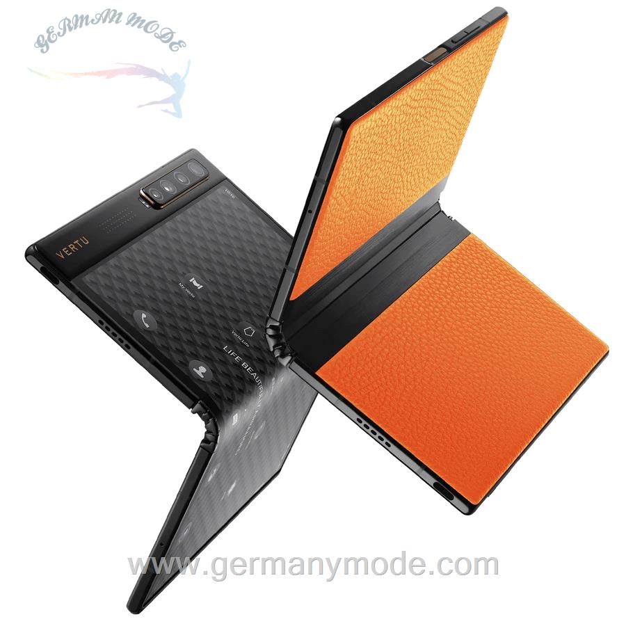 گوشی موبایل تاشو ورتو انگستان VERTU FOLD 5G Calf Leather Dawning Orange