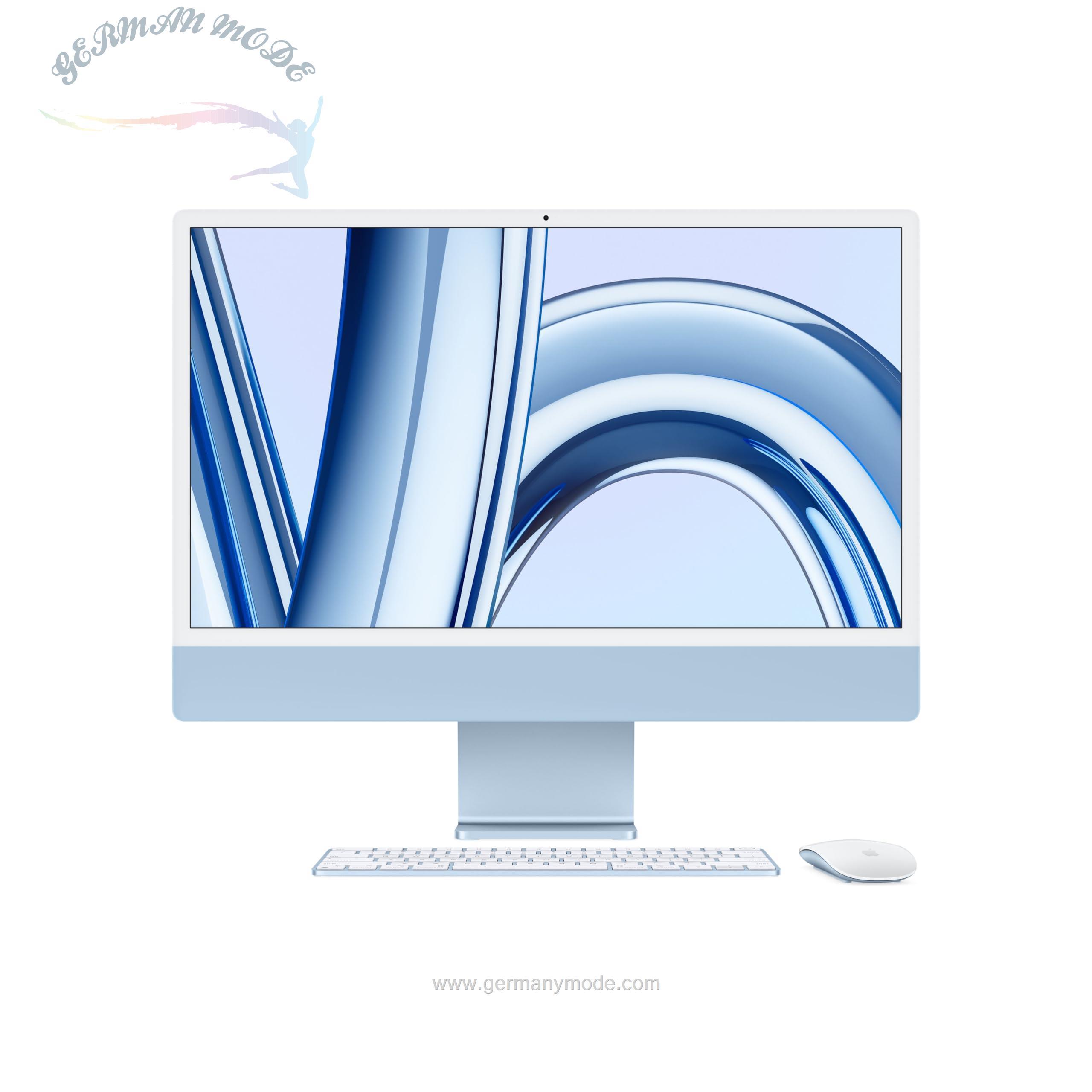 آی مک 24 اینچی اپل اورجینال رایانه رومیزی همه‌کاره iMac 2023 اپل با تراشه M3: CPU 8 هسته‌ای، GPU 10 هسته‌ای، صفحه نمایش 24 اینچی 4.5K رتینا، 8 گیگابایت رم مشترک، 256 گیگابایت حافظه SSD، لوازم جانبی مشابه. CPU 8 هسته‌ای آبی