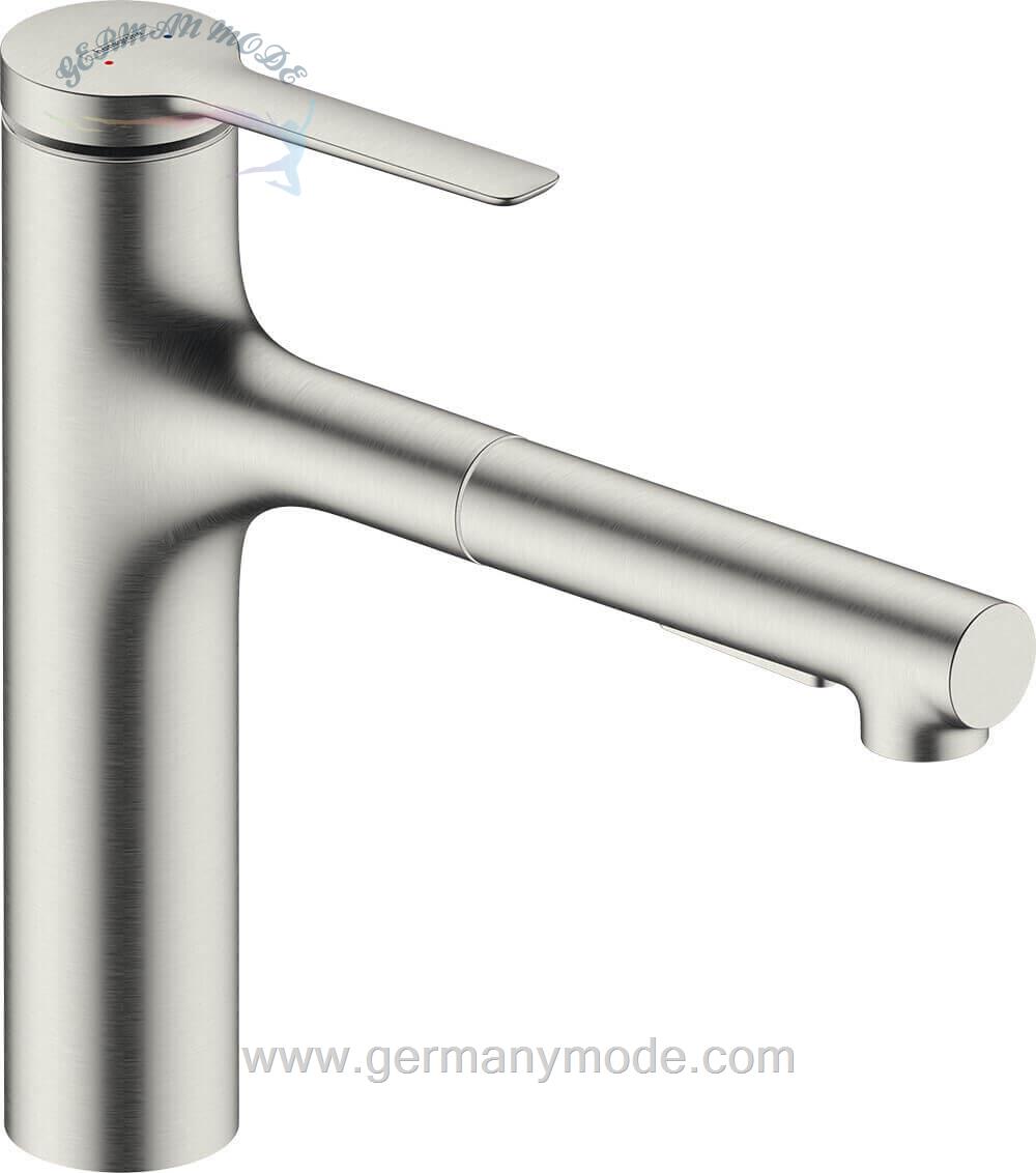 شیر مخلوط ظرفشویی شلنگ دار هانس گروهه آلمان Hansgrohe Zesis M33 259mm Einhebel Küchenarmatur sBox lite edelstahl 74804800