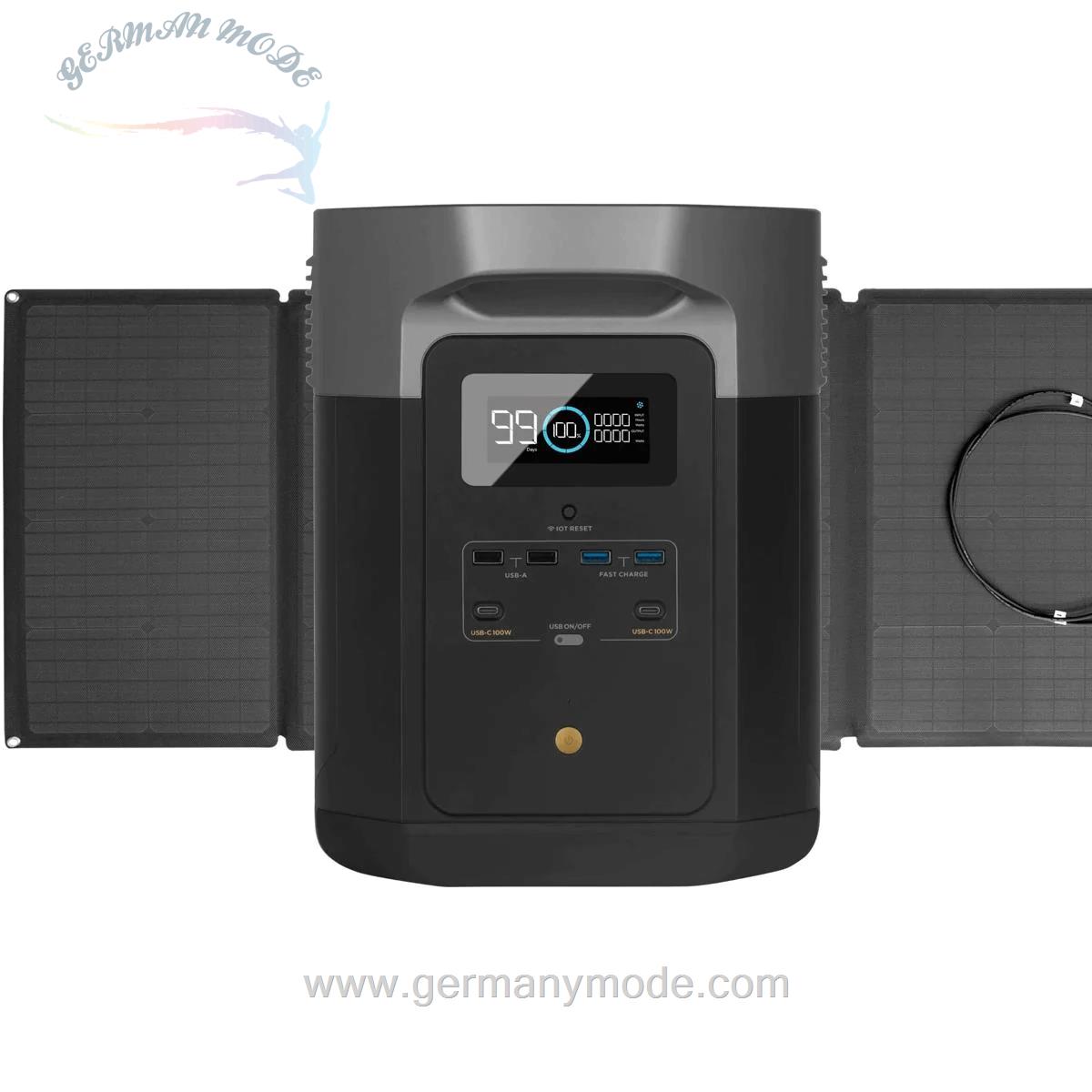 ژنراتور برق خورشیدی با پنل قابل حمل ایکوفلا EcoFlow Delta Max 2000 Bundle Lithium Powerstation inkl- Ecoflow Solarpanel-400W-2016Wh