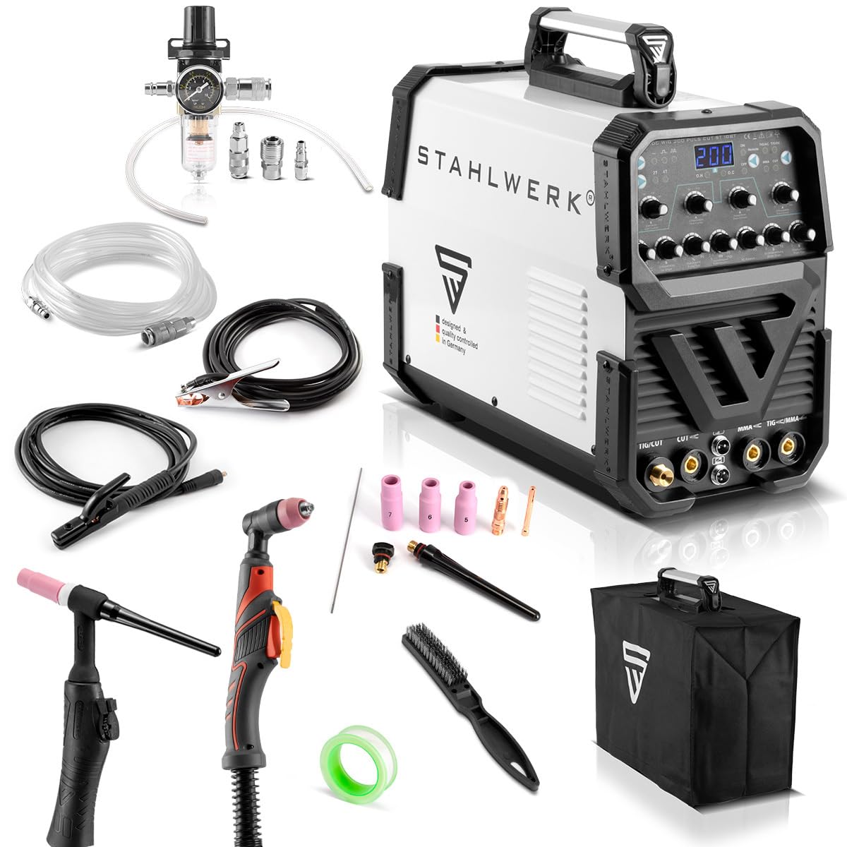 خرید از آمازون - پالس STAHLWERK AC/DC TIG 200 با دستگاه جوش پلاسما ST با 200 A TIG & MMA مناسب برای ورق آلومینیوم و نازک دستگاه ترکیبی با عملکرد CUT 50 آمپر 7 سال ضمانت