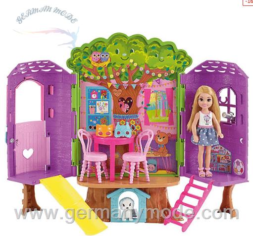 عروسک باربی چلسی در خانه درختی Mattel Barbie Chelsea Baumhaus Spielset und Puppe