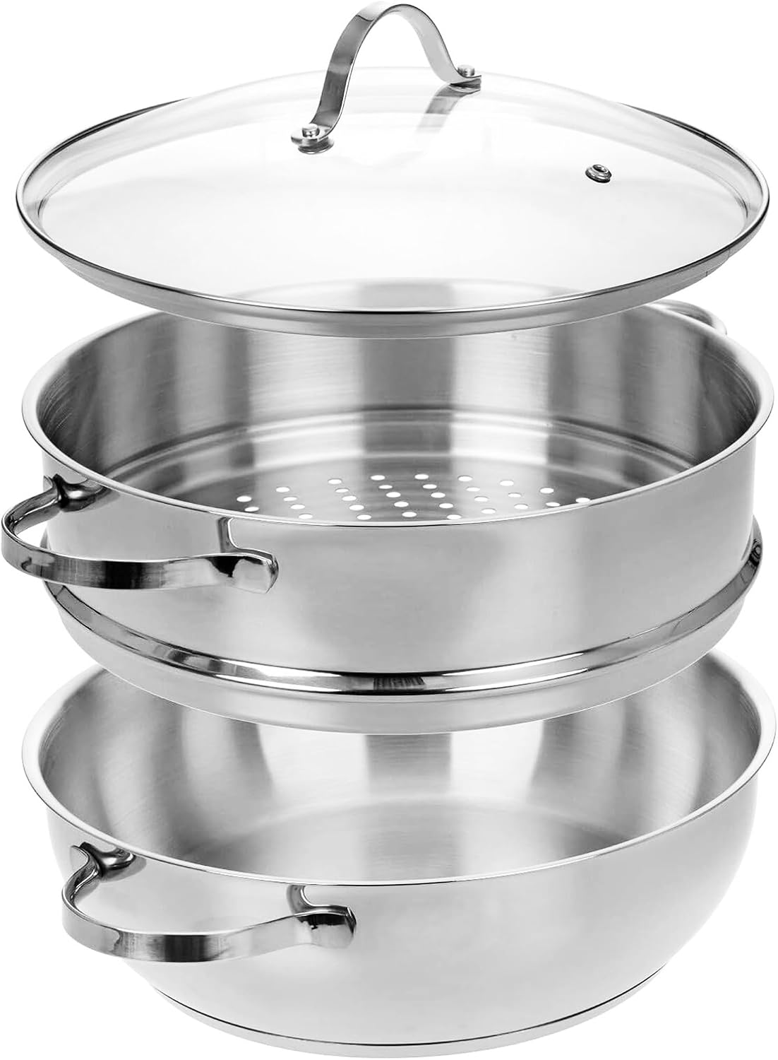 قابلمه ووک بخارپز GRÄWE Topf mit 1 Dampfeinsatz 28 cm با ۱ عدد بخارپز و درب شیشه‌ای ۲۸ سانتی‌متر