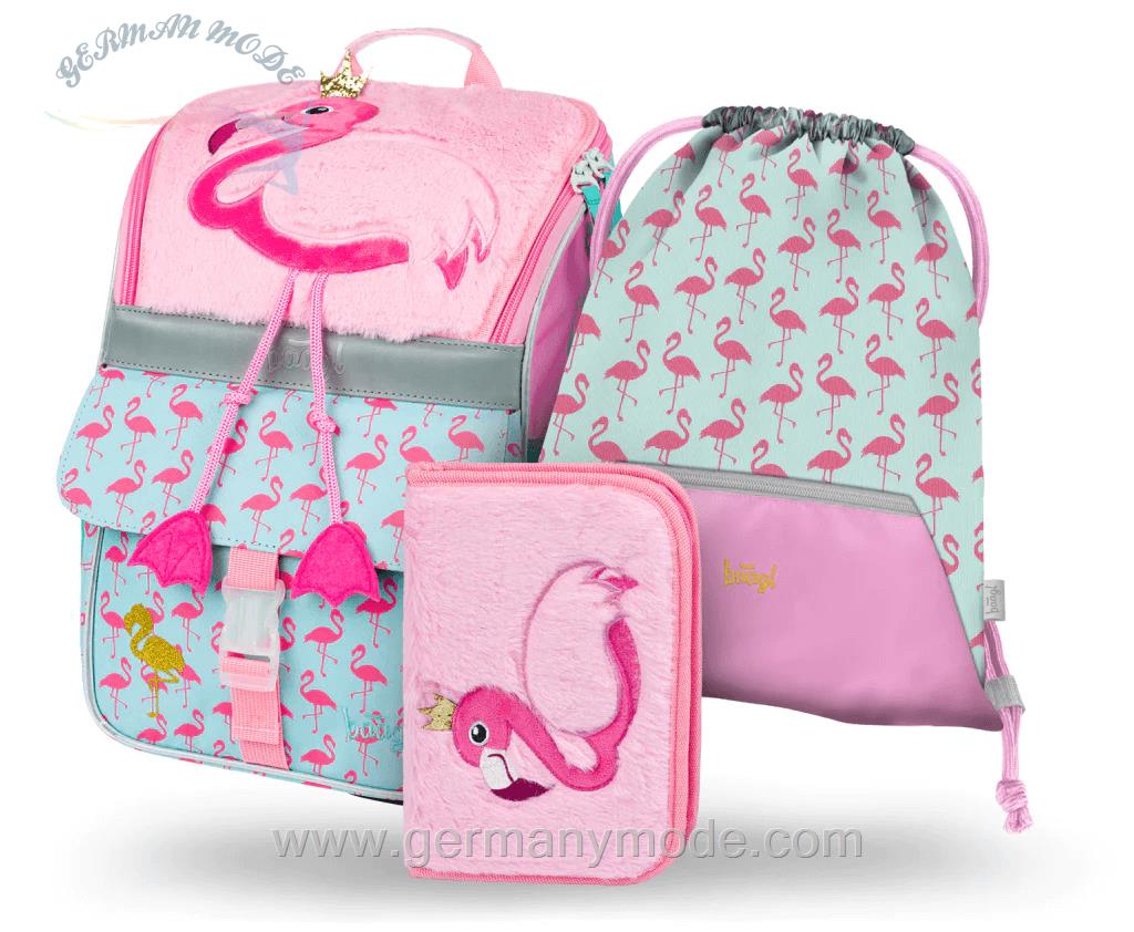 ست 3 تایی کوله پشتی مدرسه جامدادی دخترانه بگل Baagl Zippy Flamingo Schulranzen Set 3tlg Schulranzen Federmäppchen Turnbeutel