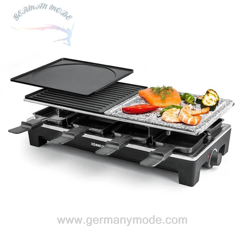 گریل باربیکیو روملزباخر آلمان Rommelsbacher Raclette RCS 1350, 8 Raclettepfännchen, 1350 W