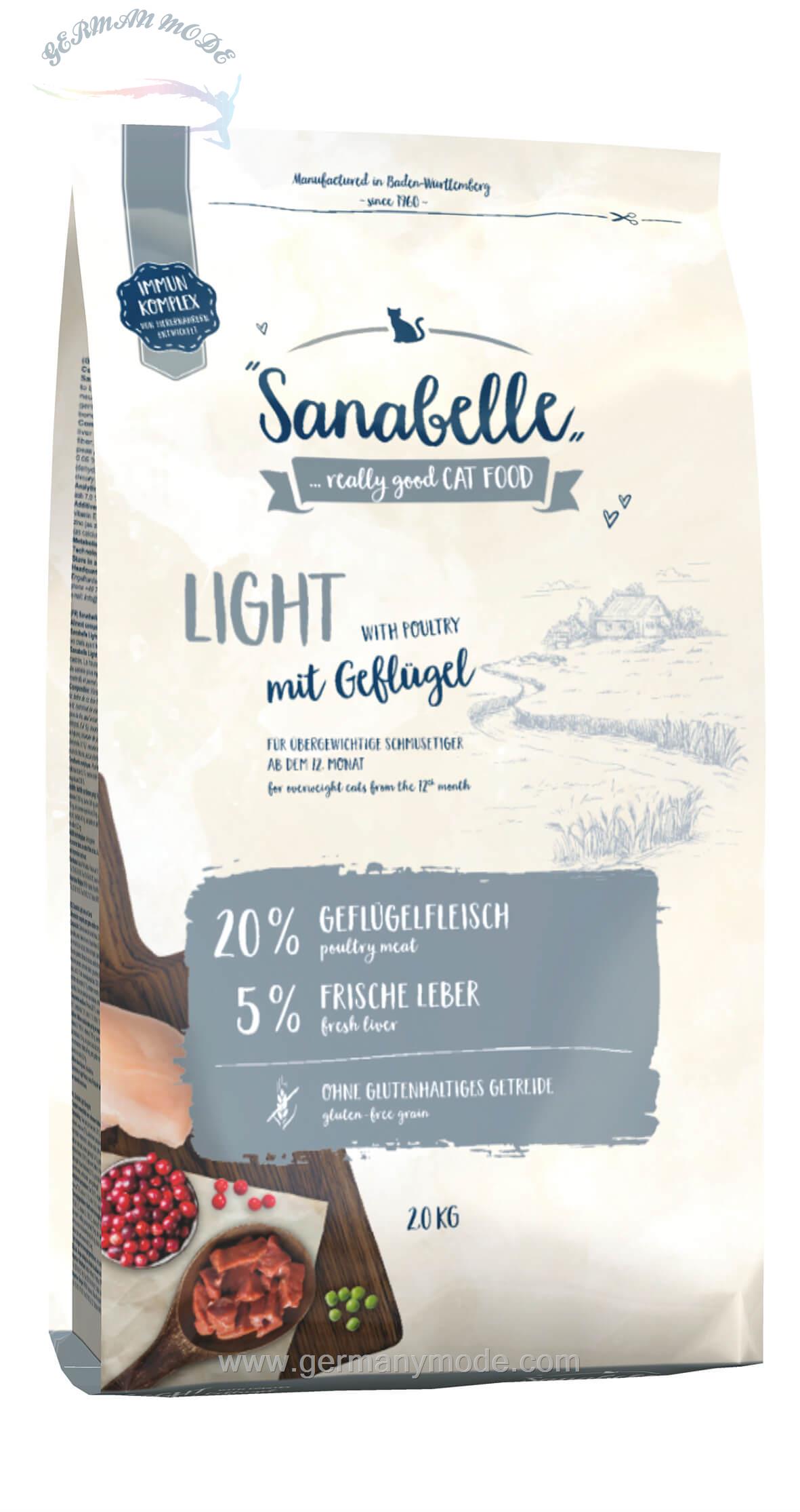 غذا خشک گربه دارای اضافه وزن سانابل آلمان Sanabelle Light 2kg