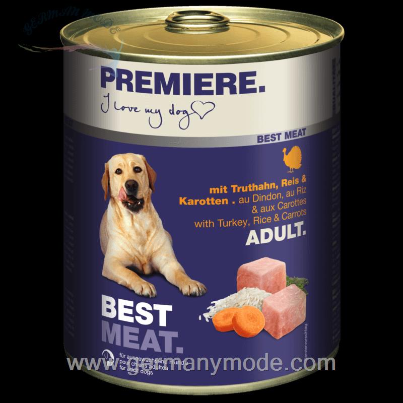غذا مرطوب سگ بزرگسال پریمیر آلمان PREMIERE Best Meat Adult 6x800g Truthahn- Reis - Karotten
