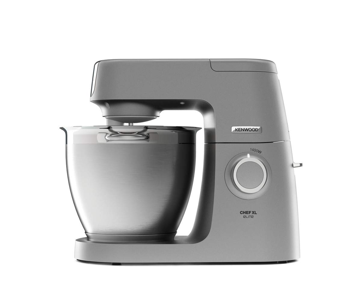 خرید از آمازون - دستگاه خمیرکن کنوود KVL6370S Chef Elite حرکت سیاره ای با 3 قلاب 8 سرعت + پالس میکسر و چرخ گوشت قدرت 1400 وات کاسه بزرگ 6.7 لیتر استیل پایه نقره + همزن + چرخ گوشت