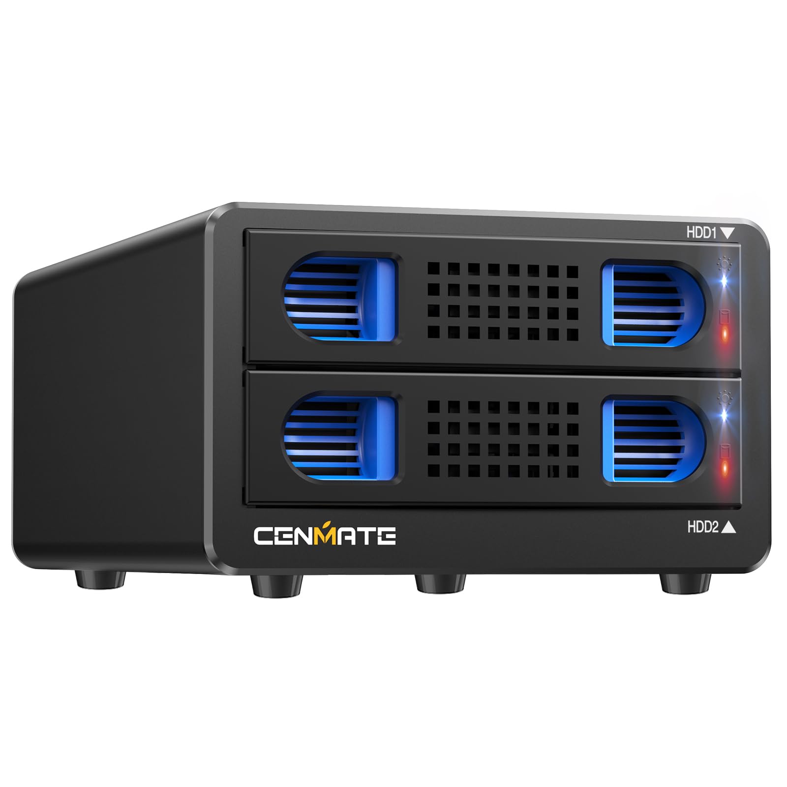 محفظه هارد دیسک CENMATE 2 Bay RAID با فن برای هارد دیسک/اس اس دی SATA 2.5/3.5 اینچی با کابل USB A/C 3.0، محفظه هارد دیسک 3.5 اینچی با پشتیبانی از 40 ترابایت، 4 حالت RAID، حداکثر 6 گیگابیت بر ثانیه