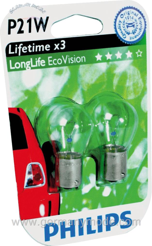 لامپ چراغ خودرو فیلیپس هلند Philips LongLife EcoVision P21W