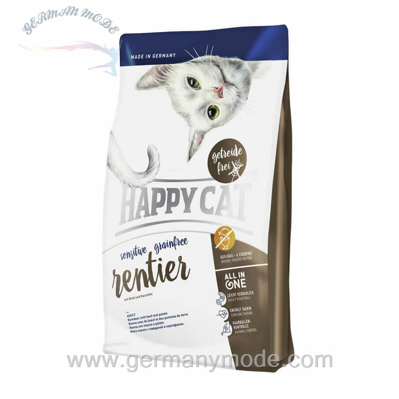 غذا خشک گربه گوزن های شمالی هپی کت آلمان Happy Cat Sensitive Grainfree Rentier 1,4kg