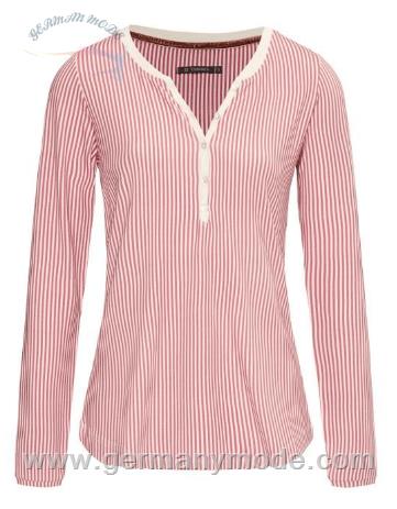 بلوز راحتی زنانه اسنزا هلند ESSENZA Opal Striped Rhabarber Top Langarm