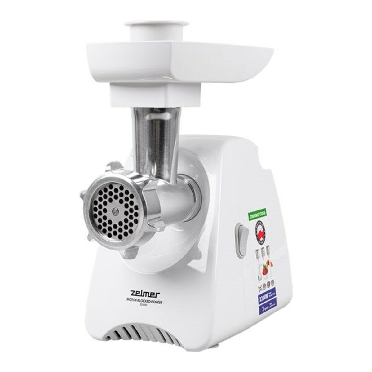 چرخ گوشت زلمر لهستان Zelmer ZMM5801P، سفید، نقره‌ای، فلزی، 2200 وات، برند: Zelmer - شماره کالا: 5908269357819