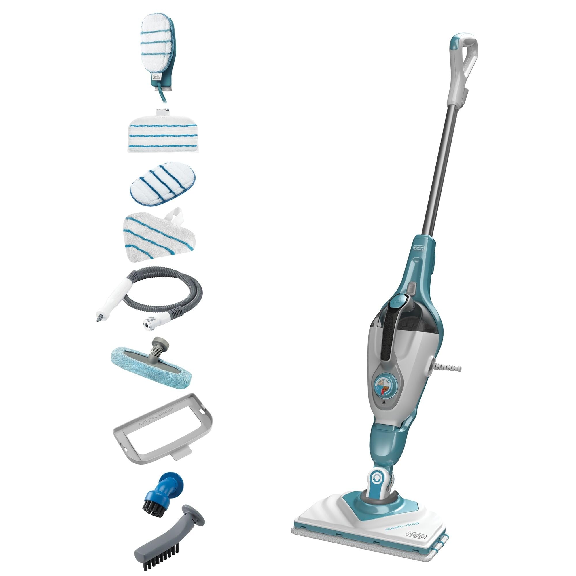 بخارشوی بلک اند دکر آمریکا BLACK+DECKER 1600W بخارشوی 2 در 1 با بخارشوی دستی (برای تمیز کردن بهداشتی و کامل، برای تمیز کردن کل خانه، از جمله لوازم جانبی 11 تکه) BHSM166DSM-QS