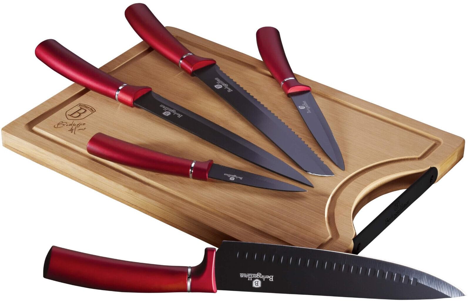 Berlinger Haus - BH/2552A - Set von 6 PC -Messern mit Bambusschneidebrett, Bordeaux