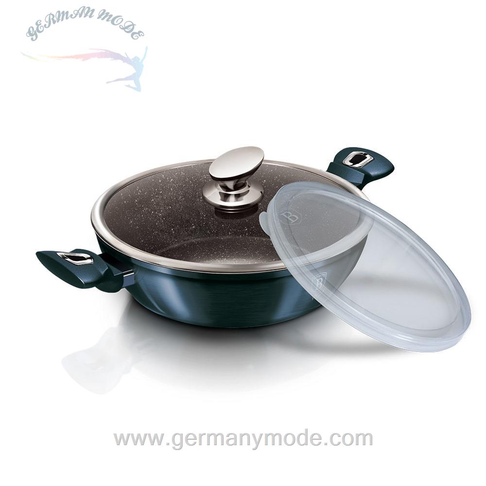 ماهیتابه 24 سانت درب دار برلینگر هاوس مجارستان BerlingerHaus SHALLOW POT 24 CM BERLINGER HAUS BH 6071 METALLIC LINE AQUAMARINE EDITION