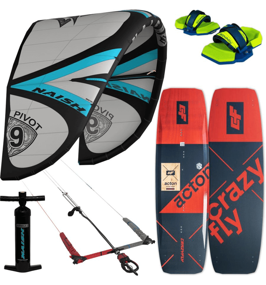 ست کایت 12 متر برد کایت کنترل بار دستگیره پمپ باد نایش NAISH PIVOT 12M + CRAZYFLY ACTON 2023 KITESURF COMPLETE PACKAGE Grey