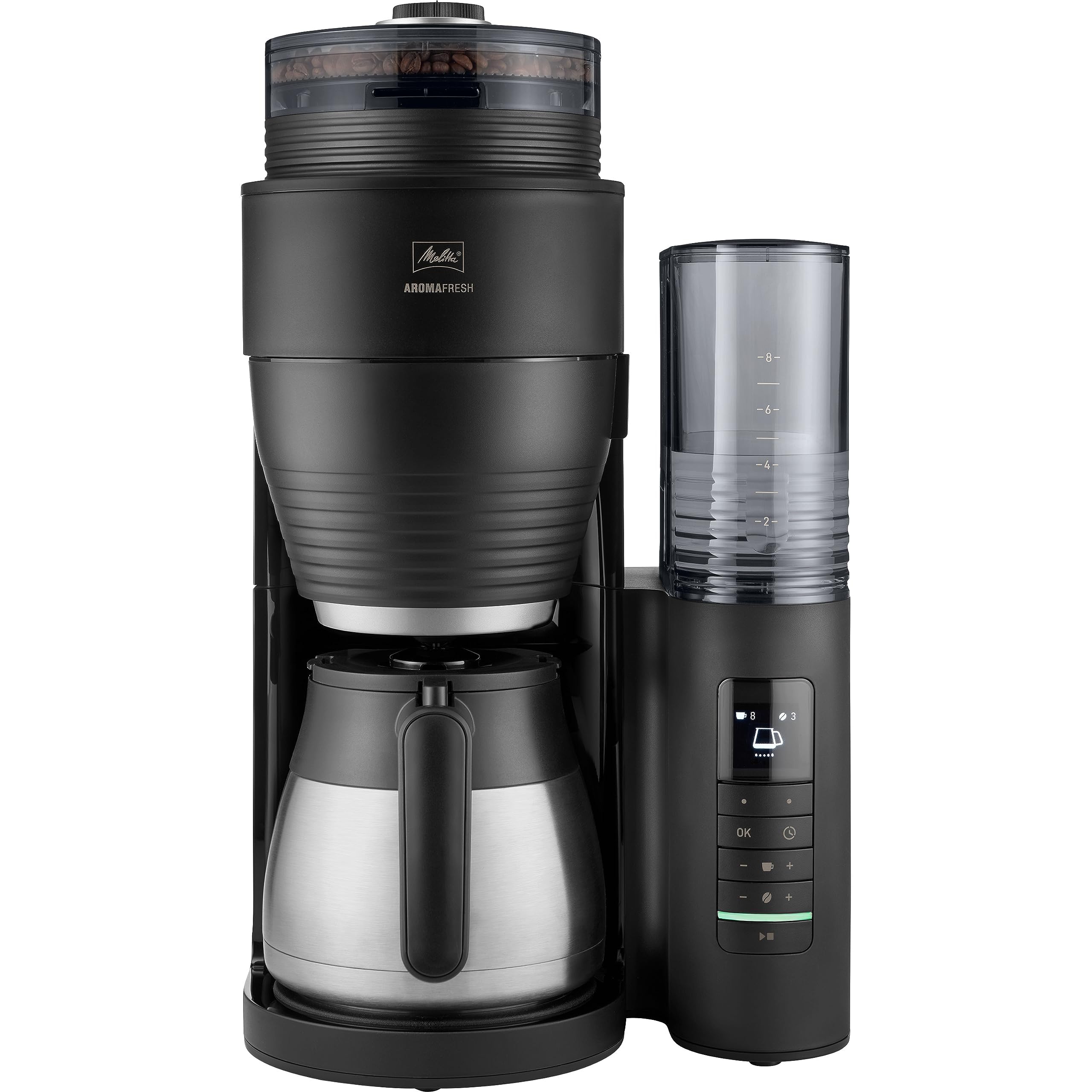 دستگاه قهوه ساز با آسیاب ملیتا آلمان Melitta AromaFresh Therm Pro X - دارای آسیاب، قهوه ساز فیلتردار با قوری حرارتی و مخزن آب قابل جدا شدن، برای تهیه حداکثر 8 فنجان قهوه