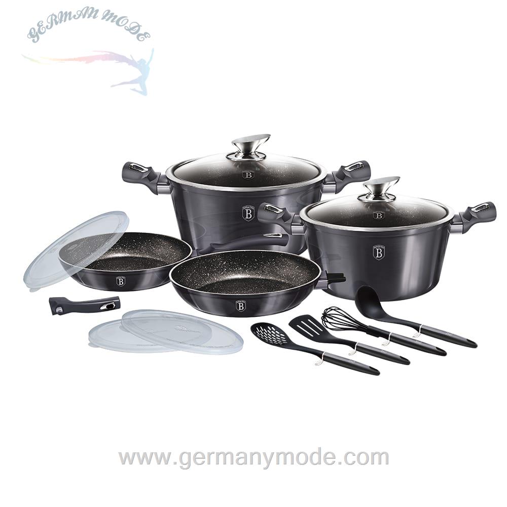 سرویس قابلمه ماهیتابه کفگیر ملاقه 13 پارچه برلینگر هاوس مجارستان BerlingerHaus 13-PIECE COOKWARE SET BH-7059 CARBON PRO COLLECTION