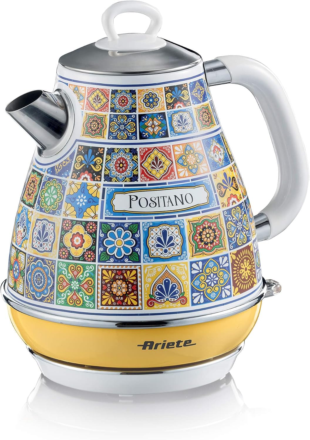 کتری برقی با طراحی آریته ایتالیا Ariete 2869 Positano، ظرفیت 1.7 لیتر، با فیلتر قابل جابجایی و پایه شارژی 360 درجه، طراحی مدیترانه ای، 2000 وات