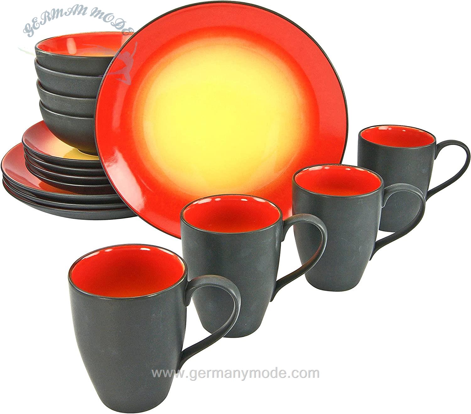 سرویس غذاخوری سرامیک 16 پارچه 4 نفره کراتیبل CreaTable Kombiservice Steinzeug 16-teilig Red